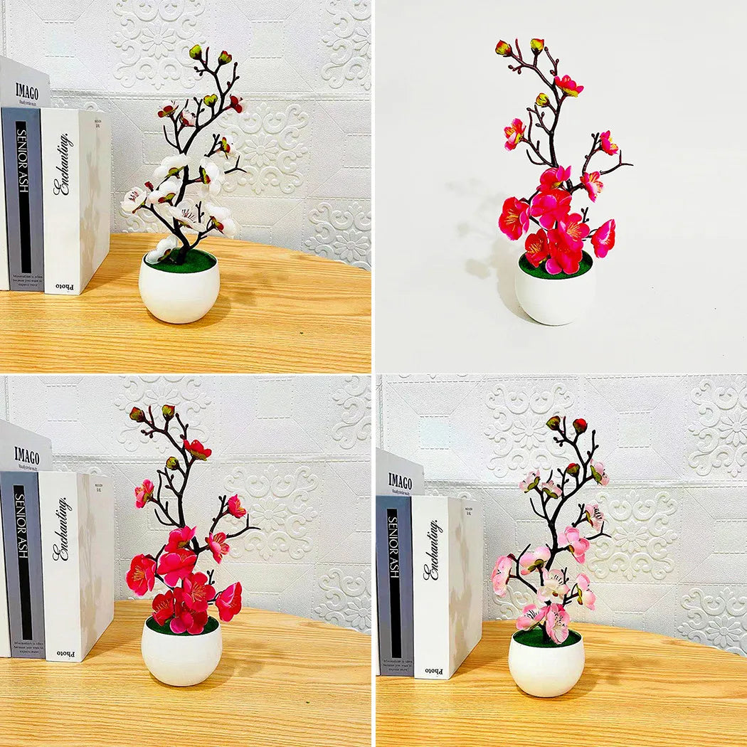 Bonsai Silk Flowers Plum Artificial