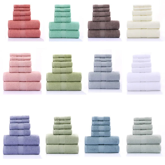 6pcs set 100% Cotton Bath Towel and Face Towel Super
