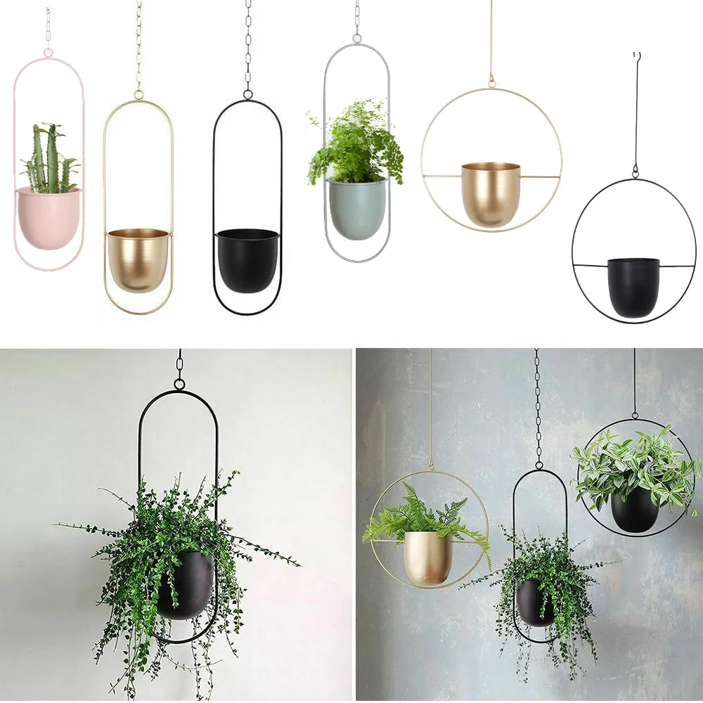Vase Metal Hanging Flower Plant Pot