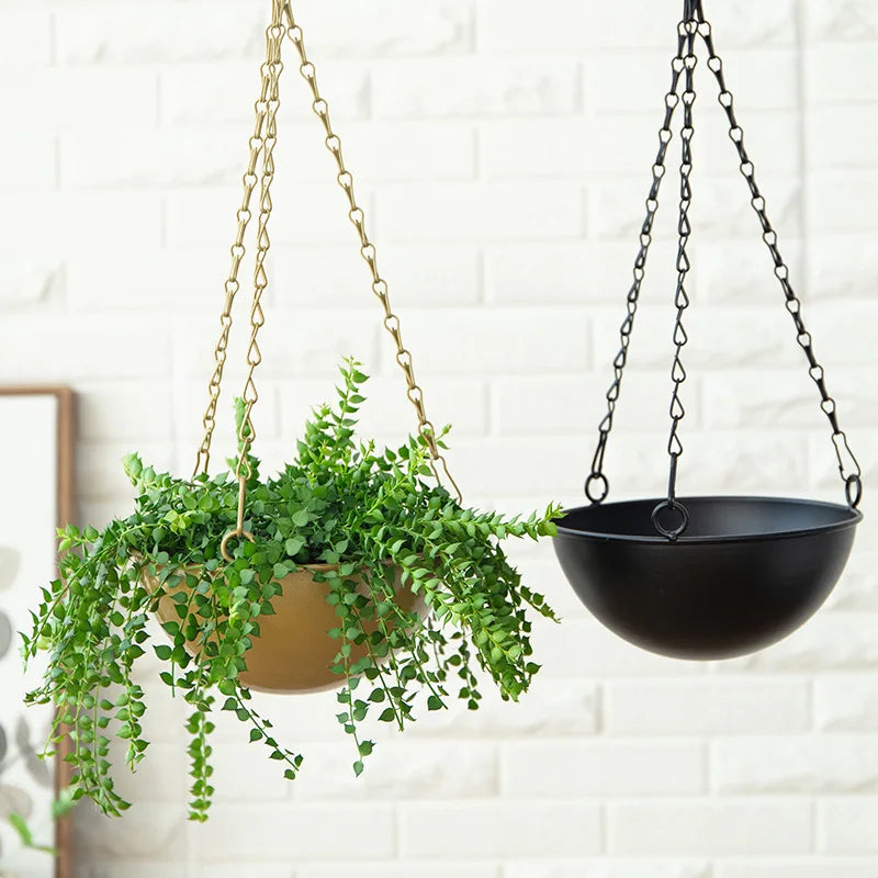 Metal Hanging Chain Flower Basket Plant