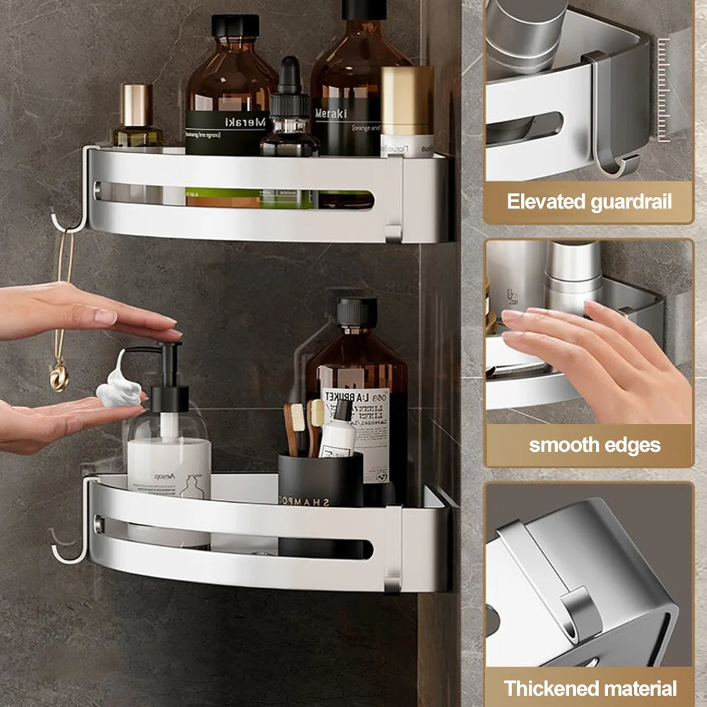 Effortless Organization: Sleek Aluminum Bathroom Shelf